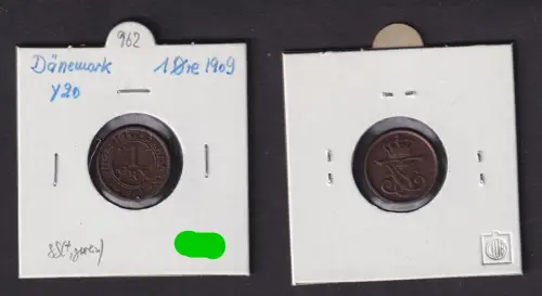 1 Öre Kupfer Münze Dänemark 1909 ss+ (141718)