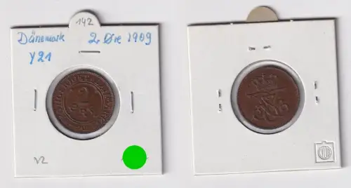2 Öre Kupfer Münze Dänemark 1909 vz (145910)