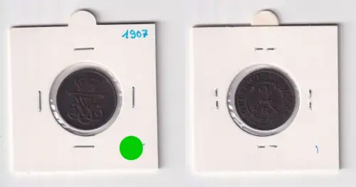 2 Öre Kupfer Münze Dänemark 1907 ss (144150)