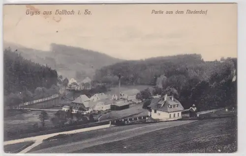 72404 Ak Gruß aus Hallbach in Sachsen Partie aus dem Niederdorf 1912