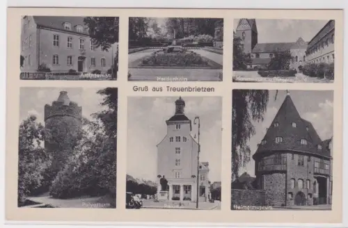 900856 AK Gruß aus Treuenbrietzen - Amtsgericht, Pulverturm, Heimatsmuseum 