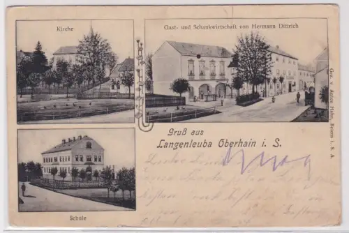 900554 AK Gruß aus Langenleuba-Oberhain - Gast- und Schankwirtschaft H. Dittrich
