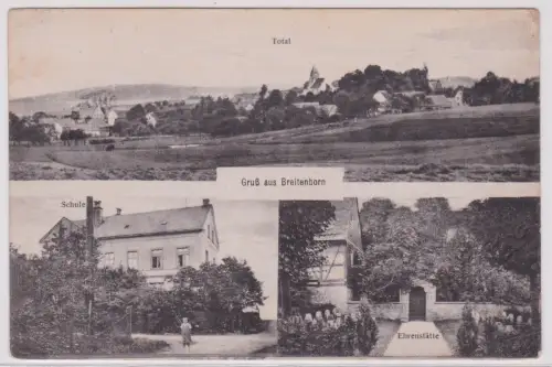 900321 AK Gruß aus Breitenborn - Schule, Ehrenstätte, Total 1928