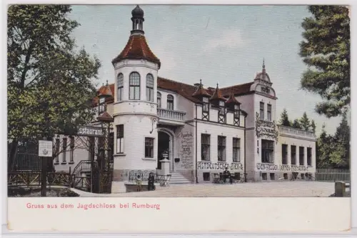 900602 AK Gruss aus dem Jagdschloss bei Rumburg / Zámeček, Restaurant 1906