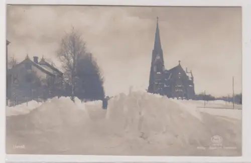 35871 Foto Ak Umeå Schweden - Stadt im Schnee mit Stadt-Kirche um 1930