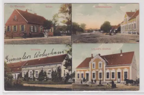 54305 Mehrbild Ak Gross Demsin Gasthof, Gutshaus, Schule usw. 1910
