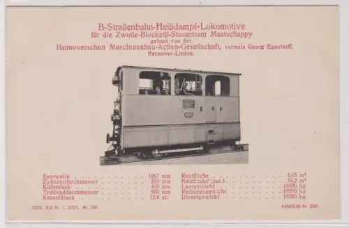 901029 Ak B-Straßenbahn-Heidampf-Lok f. d. Zwolle-Blokzijl-Stoomtram Maatschappy