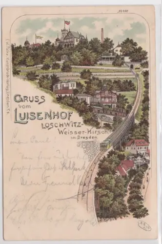 900337 Lithographie Ak Gruss vom Luisenhof Loschwitz-Weisser-Hirsch 1897