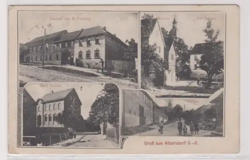 30181 Mehrbild Ak Gruß aus Albersdorf S.-A. Gasthof , Schule usw. 1921