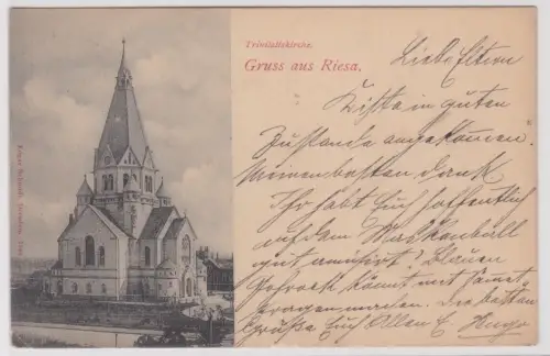 900096 Ak Gruss aus Riesa - Trinilatiskirche 1900
