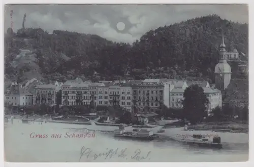 901202 Mondschein Ak Gruss aus Schandau - Totalansicht 1898