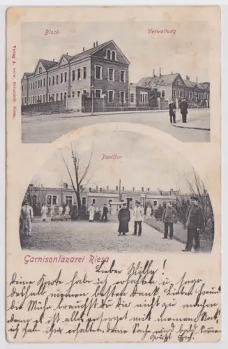 900597 Mehrbild Ak Garnisonlazaret Riesa - Pavillon, Verwaltung und Block 1911