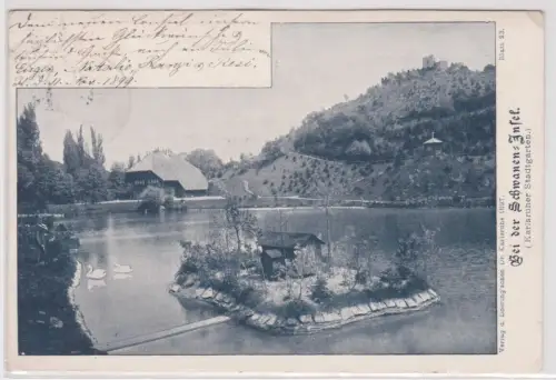 67250 Ak Karlsruher Stadtgarten - Bei der Schwanen-Insel 1899