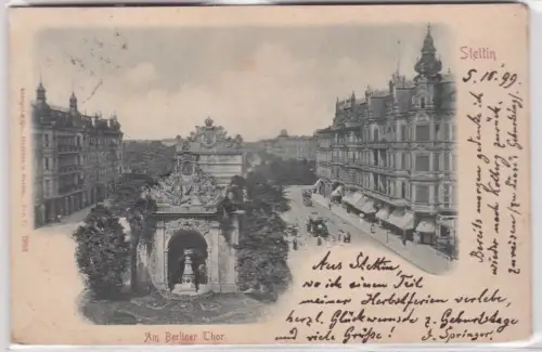 901439 geprägte Lithographie Ak Stettin - Am Berliner Thor 1899