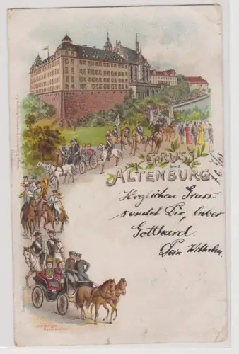 99630 Lithografie AK Gruss aus Altenburg - Altenburger Bauernreiten 1897