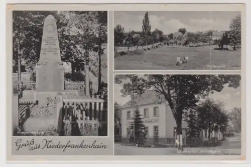99880 AK Gruß aus Niederfrankenhain - Kriegerdenkmal, Bäckerei, Dorfansicht 