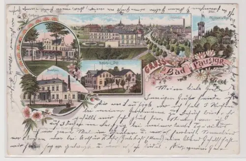 17162 AK Gruss aus Bad Lausigk - Curhaus, Badehaus, Chamonix Thal 1898
