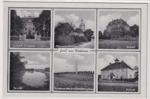 11489 Mehrbild Ak Gruß aus Wiederau Funkturm, Schloß, Schule usw. um 1940