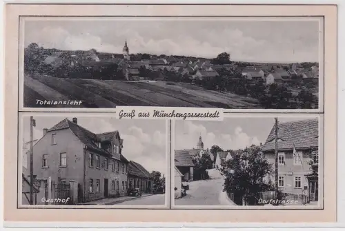 11446 Mehrbild Ak Gruß aus Münchengosserstedt Totale Gasthof Dorfstrasse um 1940