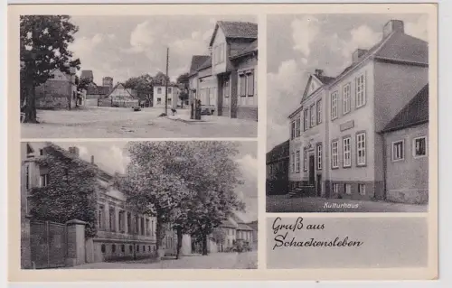 24693 Mehrbild Ak Gruß aus Schackensleben Kulturhaus, Dorfansicht um 1950
