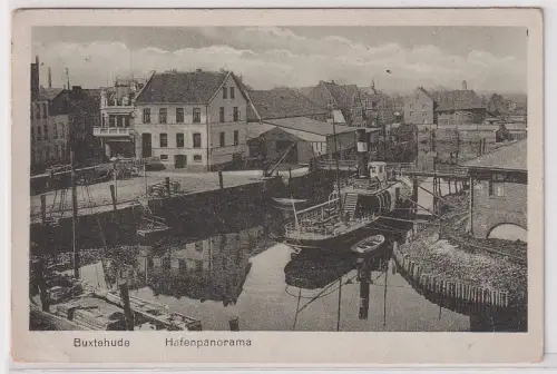 53177 AK Buxtehude - Hafenpanorama mit Dampfer und Fährhaus 1910
