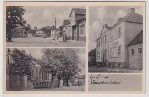 65232 Mehrbild Ak Gruß aus Schackensleben Kulturhaus, Dorfansicht um 1950