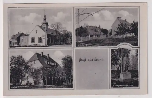 65037 AK Gruß aus Beuna - Gasthof zu goldenen Krone, Jugendheim, Schule
