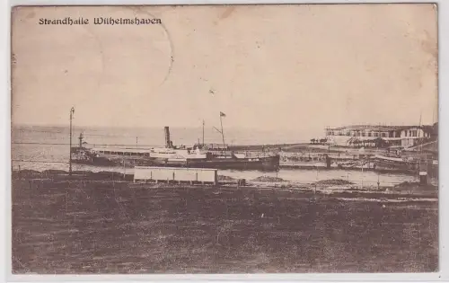 80734 AK Wilhelmshaven - Strandhalle mit Raddampfer 1922