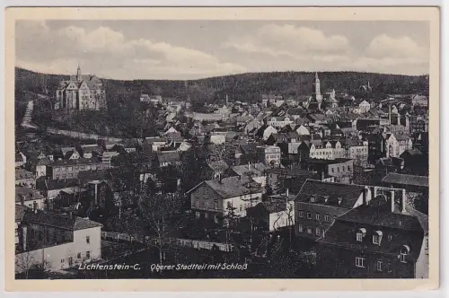 98132 AK Lichtenstein - Oberer Stadtteil mit Schloß, Luftaufnahme 1937