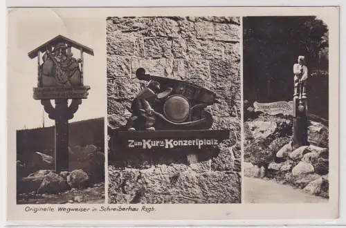 44993 Ak Schreiberhau Szklarska Poręba Originelle Wegweiser Riesengebirge 1930
