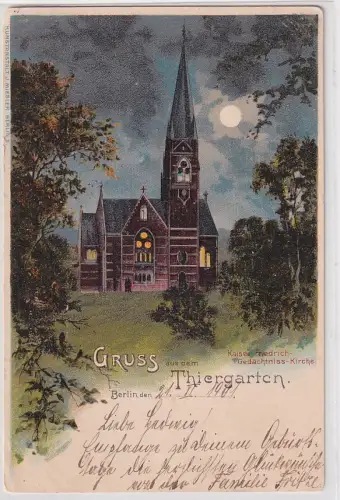 88014 Halt gegens Licht Ak Gruss aus dem Thiergarten Berlin Gedächtniskirche1901