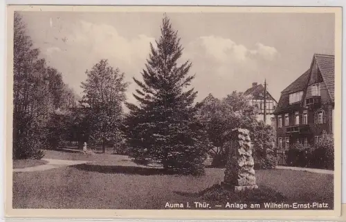 15143 Ak Auma i. Thür. Anlage am Wilhelm-Ernst-Platz 1935