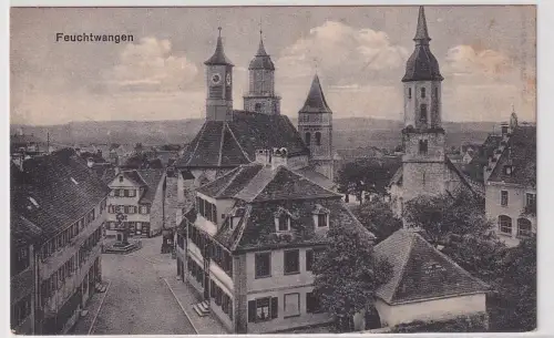 42750 Ak Feuchtwangen Ansicht von oben mit Markt um 1940