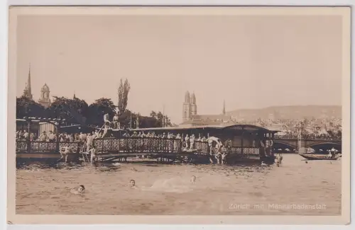 96373 Ak Zürich mit Männerbadeanstalt 1931