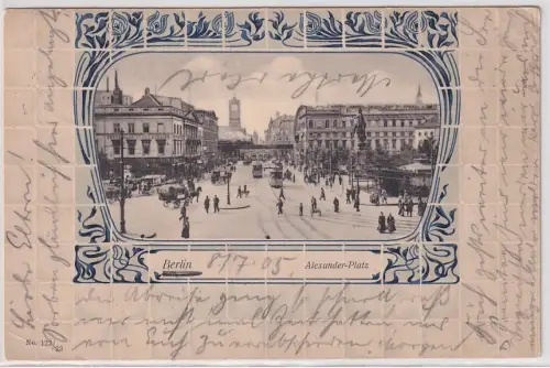 76016 Ak Berlin Alexander-Platz mit Jugendstil-Rahmen 1905
