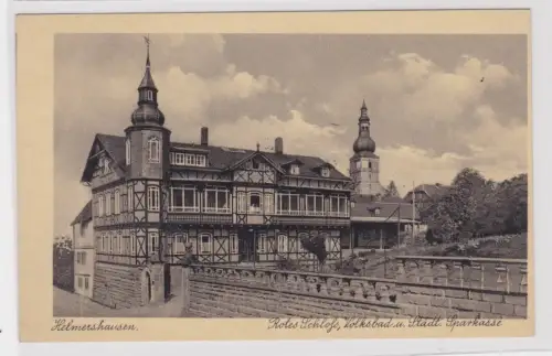 47939 Ak Helmershausen - Rotes Schloss, Volksbad und städtische Sparkasse 1938