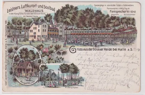 79928 Ak Lithographie Gruß aus der Dölauer Heide bei Halle an der Saale 1898