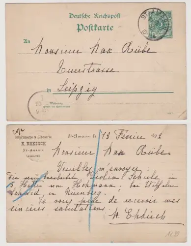 99193 Ganzsachen Postkarte imprimerie & Librairie E.Ehkirch St.Amarin 1892