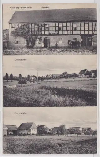 900079 AK Niederpickenhain - Gasthof, Dorfansichten mit Fachwerkhäusern 1932
