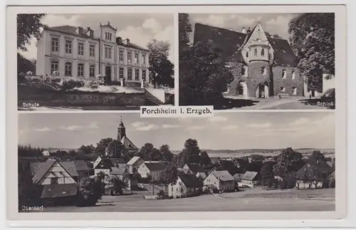99229 AK Forchheim - Schule, Schloß, Oberdorf, Dorfansicht mit Kirche 