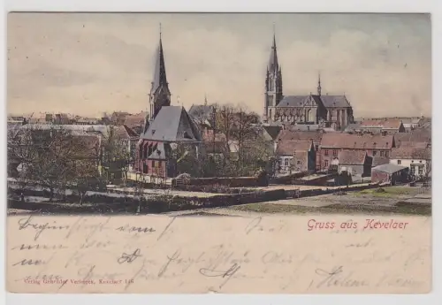 98969 Ak Gruss aus Kevelaer - Gesamtansicht mit Marienbasilika, Bahnpost 1905