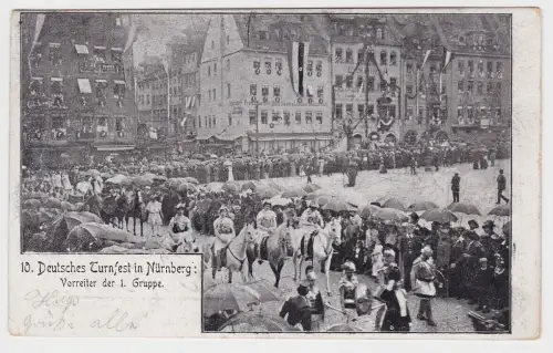 96057 Ak 10. Deutsches Turnfest in Nürnberg - Vorreiter der 1. Gruppe 1903