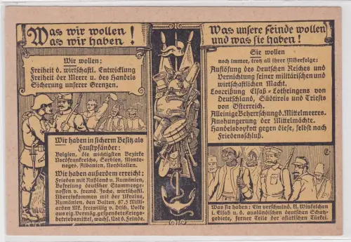 68224 Propaganda Ak Was wir wollen und was wir haben! um 1917