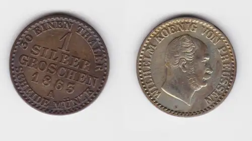 1 Silber Groschen Münze Preussen 1863 A ss+ (150831)