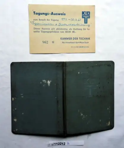 DDR Mitgliedsbuch der Kammer der Technik + Tagungs Ausweis (112212)