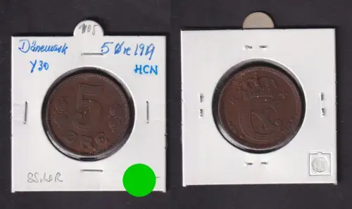 5 Öre Kupfer Münze Dänemark 1919 ss (141522)