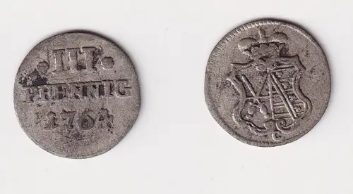 3 Pfennig Silber Münze Sachsen albertinische Linie 1764 C ss (125047)