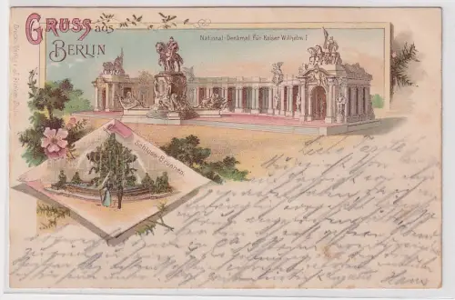 907421 Ak Lithografie Gruss aus Berlin 1897 National-Denkmal Kaiser Wilhelm I