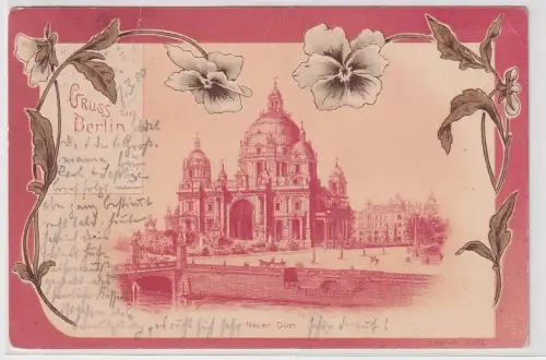 93818 Ak im Jugendstil Gruss aus Berlin Neuer Dom 1900