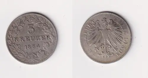 3 Kreuzer Billon Münze Stadt Frankfurt Adler 1854 ss (111600)